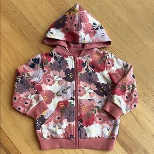 Polarn O. Pyret Pink Floral Kids Hoodie Jacket, 2-3Y